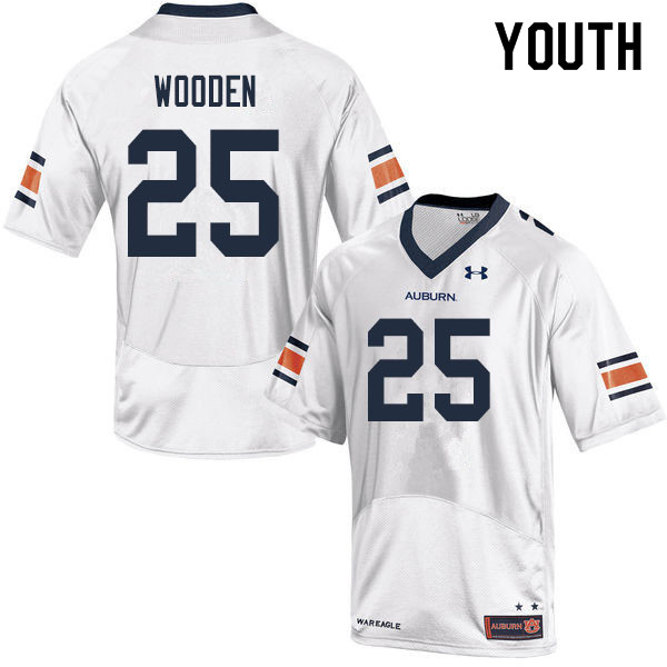 Youth #25 Colby Wooden Auburn Tigers College Football Jerseys Sale-White